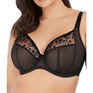 Elomi 4380 Charley Bra Jet Black Size 38N Plunge Side Support Racer Back New